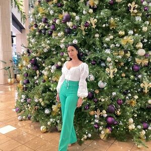 Fashion Nova Vibrant Green Flare Pants